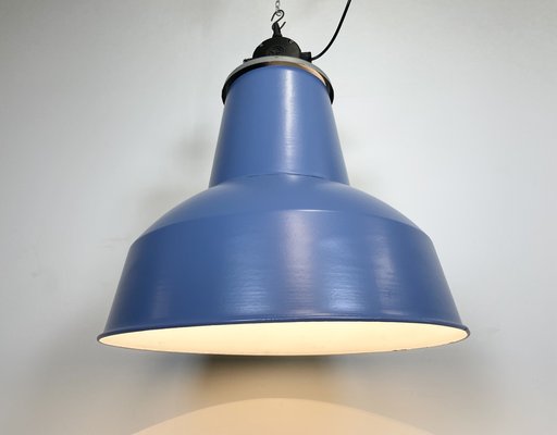 Large Blue Painted Industrial Factory, Large Light Blue Lamp Shades