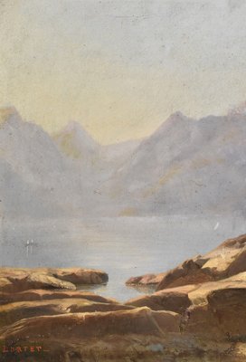 Petit Tableau Aquarelle Original Du XIXe - Paysage De Montagne Continental (non Encadré)