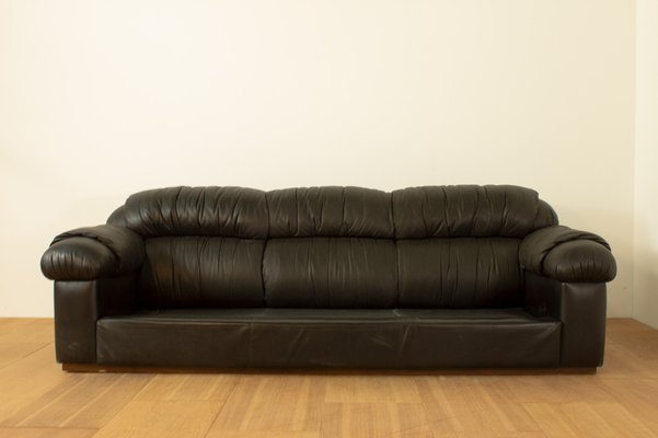 3 Seater Black Leatherette Sofa 1970s for sale at Pamono