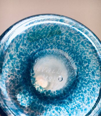 Vintage Kosta Boda Etched Swedish Crystal Vase Bird Perched