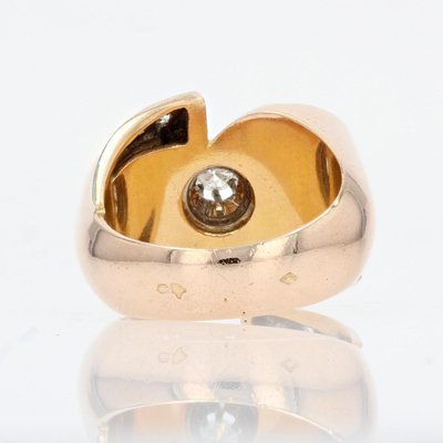 Anello con nodo rétro in oro rosa da 18 carati, Francia, anni '40