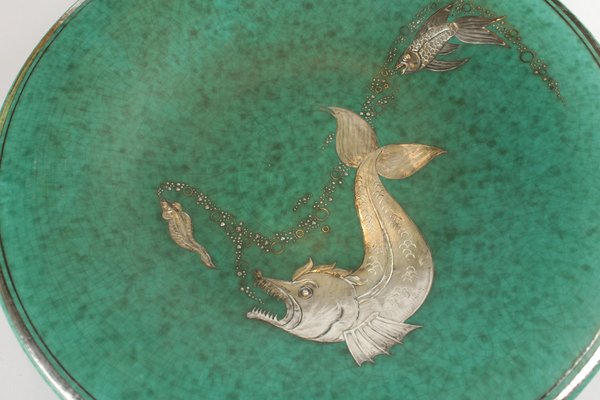 Large Plate with Fish by Wilhelm Kåge for Gustavsberg for sale at