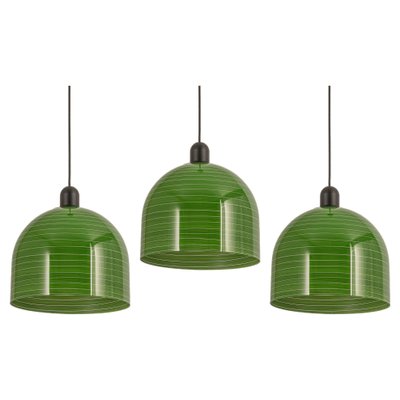 Green Glass Pendant Light by Peill Putzler Germany 1970 for sale