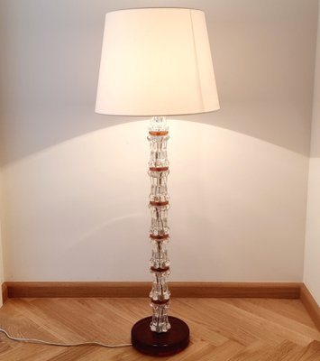 Mid Century Scandinavian Crystal Glass Floor Lamp by Carl Fagerlund for Orrefors Sweden 1960s