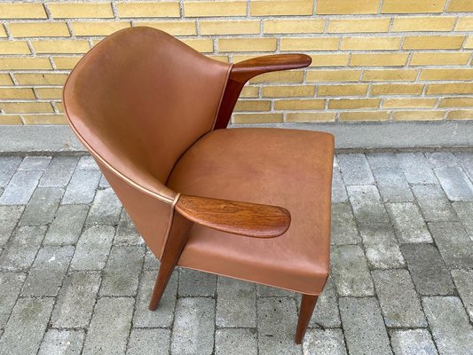 Danish Kurt Olsen Teak Armchair Model, Scandinavian Furniture Leather Chair