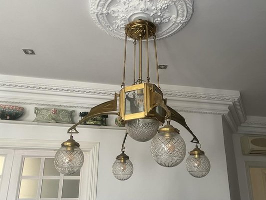 Arto Deco Ceiling Lamp In Bronze And Carved Glass 1920s For At Pamono - Light Fitting For Victorian Ceiling Rose