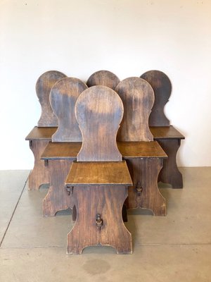Lot De 6 Chaises Vintage Années 60 – Bois Massif, Style Rustique