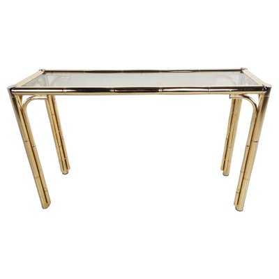 Brass Faux Bamboo Console Table, 1970s for sale at Pamono