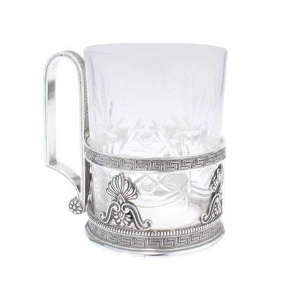 Glas Faberge Untersetzer aus Glas in Silber bei Pamono kaufen