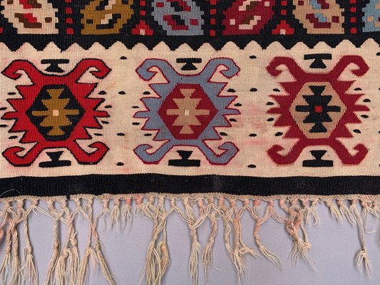 Large Vintage Serbian Shabby Wool Pirot Kilim Rug for sale at Pamono