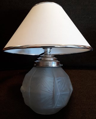 Art Deco French Matted Glass Shade, Mini Table Lamp Ikea