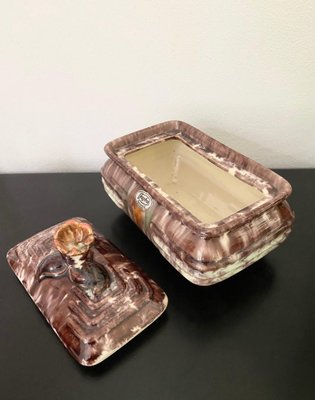 Art Déco Keramikdose mit Deckel von Jasba bei Pamono kaufen
