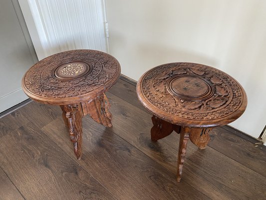 Hand carved on sale wood end tables