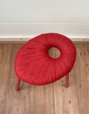 ◉ オールドイケア 90'S スツール PS「Eskilstuna」 Red Metal and Wool Eskilstuna Three Pod Stool from Ikea, 1990s for