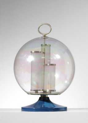 Table Lamp with Globe in Iridescent Glass by Angelo Brotto 1970s