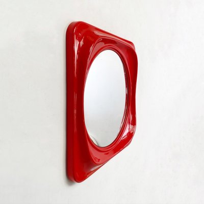 Mid-Century Modern Italian Red Plastic Mirror, 1980s for sale at Pamono