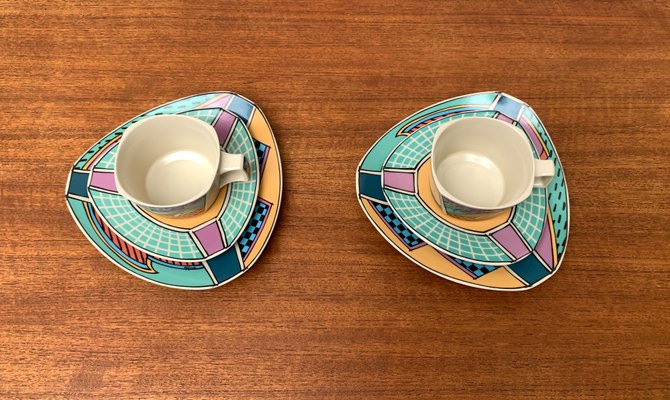 Postmodern Flash One Series Coffee Service Plates, Cups, Saucers