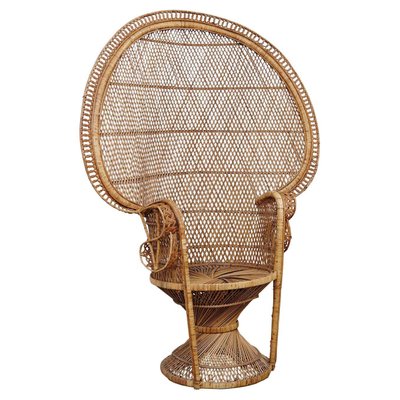 Large Mid Century Rattan Armchair by Emmanuelle Wicker