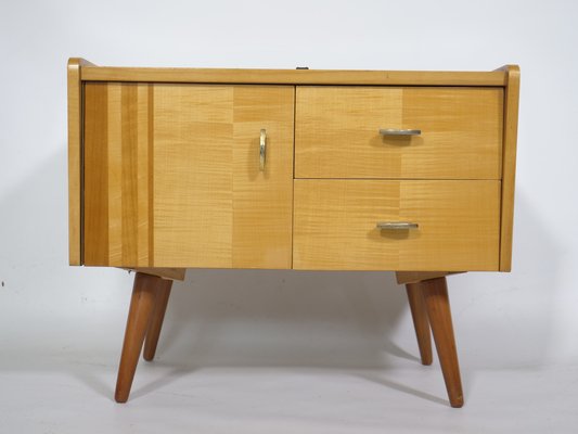 Mid Century Cherrywood Mini Sideboard with Intarsia 1960s
