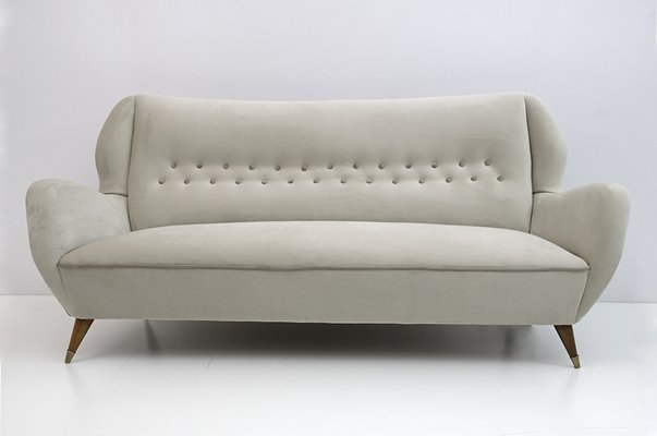 Mid Century Modern Velvet Sofa by Gio Ponti for Isa 1950s