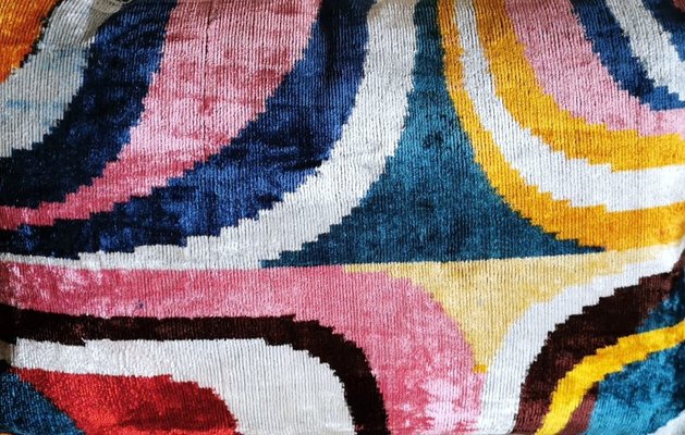 Uzbekistan Ikat Fabric Handmade Rectangular Cushion Cover