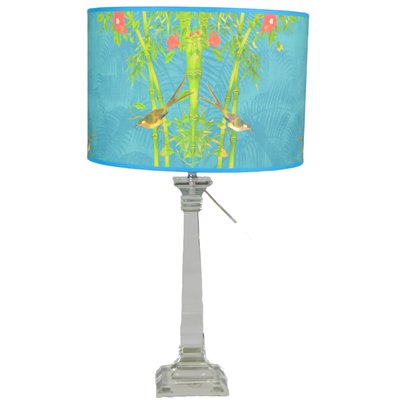 Glass Table Lamp With Birds From Royal, Azure Clear Glass Table Lamp