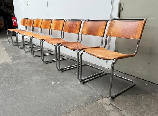 Vintage German S33 Cantilever Leather Chairs by Mart Stam for