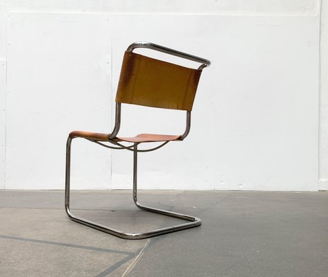 Vintage German S33 Cantilever Leather Chairs by Mart Stam for