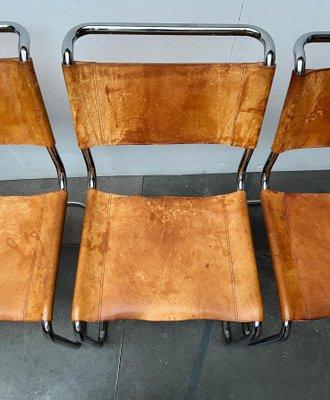 Vintage German S33 Cantilever Leather Chairs by Mart Stam