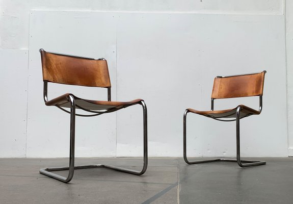Deutsche Vintage S33 Freischwinger aus Leder von Mart Stam für Thonet, 8er Set bei Pamono kaufen