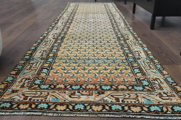 Antique Oushak Runner Rug For At, Turquoise And Brown Runner Rug