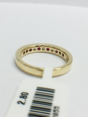 9 Carat Yellow Gold, Ruby \u0026 Diamond Eternity Ring for sale at Pamono