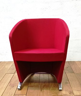Red fabric tub chair sale
