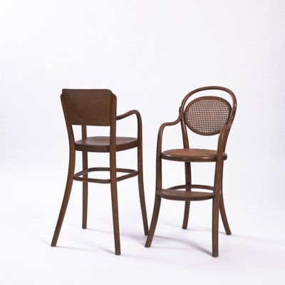 Bentwood Wicker Children s Chairs from Thonet 1930s Set of 2