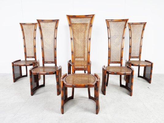 Mid Century Italian Faux Bamboo High, Faux Bamboo Chippendale Dining Chairs