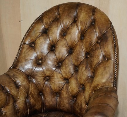 Mahogany Brown Leather Chesterfield, Mahogany Color Leather Sofa