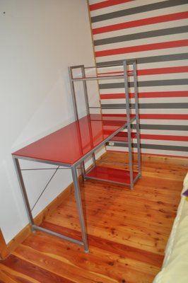 Bauhaus Red Desk Chair Metal Cabinet Set of 3 for sale at Pamono