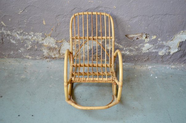 Rocking Chair en Rotin en vente sur Pamono