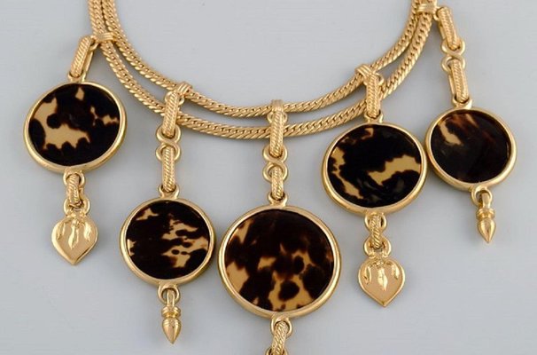 Large Vintage Gold Necklace with 