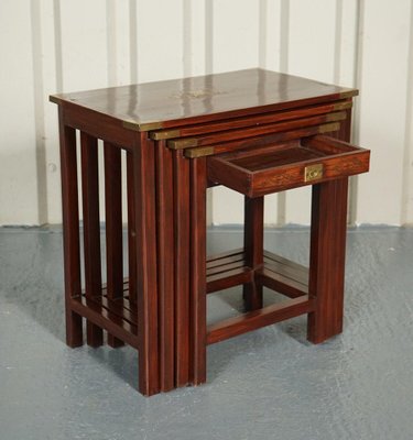 Nesting tables set of 4 tables sheesham wood inlays crafts art 