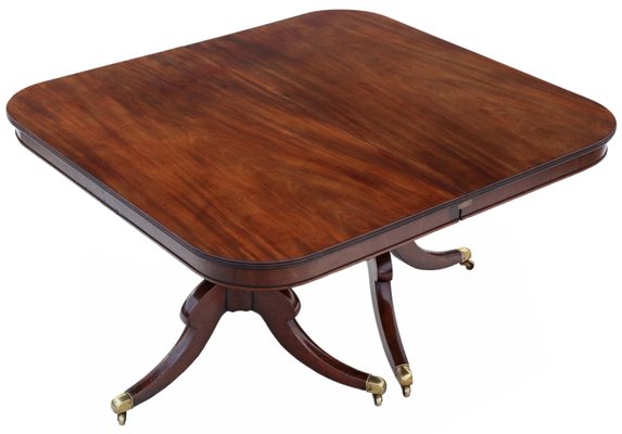 Large Antique Extending Pedestal Dining Table in Mahogany for sale
