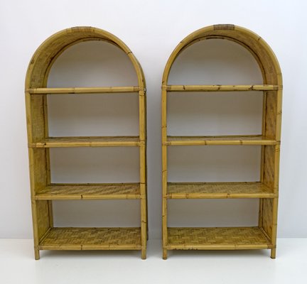 Small Bookshelves in Italian Bamboo 1970s Set of 2 for sale at