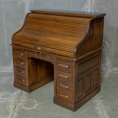 Edwardian Oak Roll Top Desk