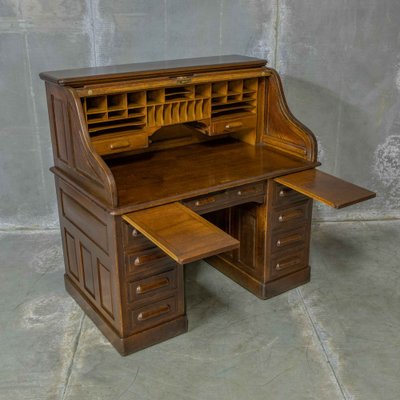 Edwardian Oak Roll Top Desk for sale at Pamono