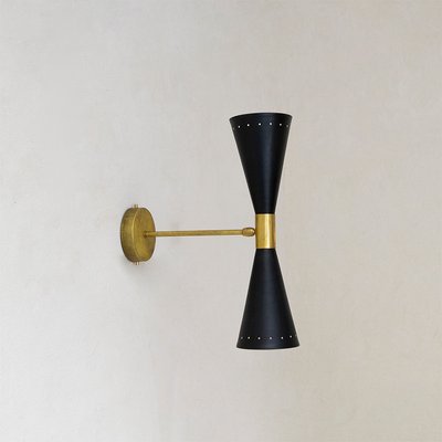 Italian Adjustable Wall Light Diabolo Modern Brass Wall Fixture Sconce 2 Bulbs 