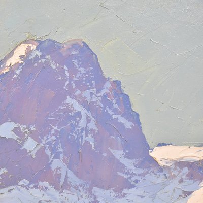 Mountain Landscape Painting, 20th-Century, Oil on Canvas