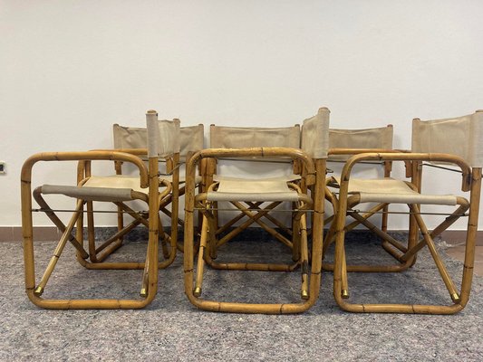 Italian Folding Chairs In Bamboo 1960s Set Of 6 For At Pamono - Vintage Metal Bamboo Patio Furniture Japan