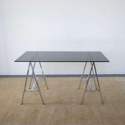 Chromed Steel Desk with Crystal Top 1970s for sale at Pamono