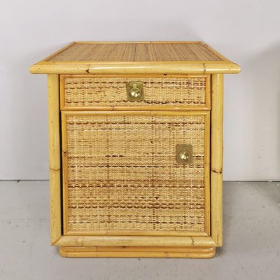 Vintage Bamboo Rattan Bedside Tables 1970s Set of 2 for sale at
