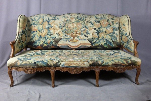 Louis XV Sofa in Aubusson XIX Tapestry